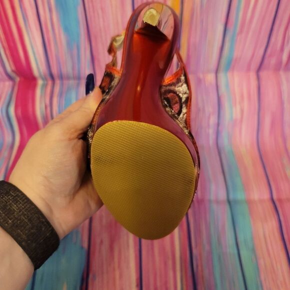 Italina Red and Gold Leopard Print Heels - Picture 16 of 16